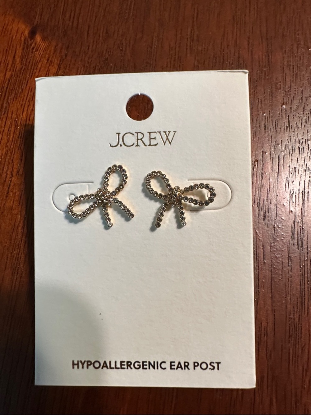 J.Crew Crystal Bow Stud Earrings - Gold Tone